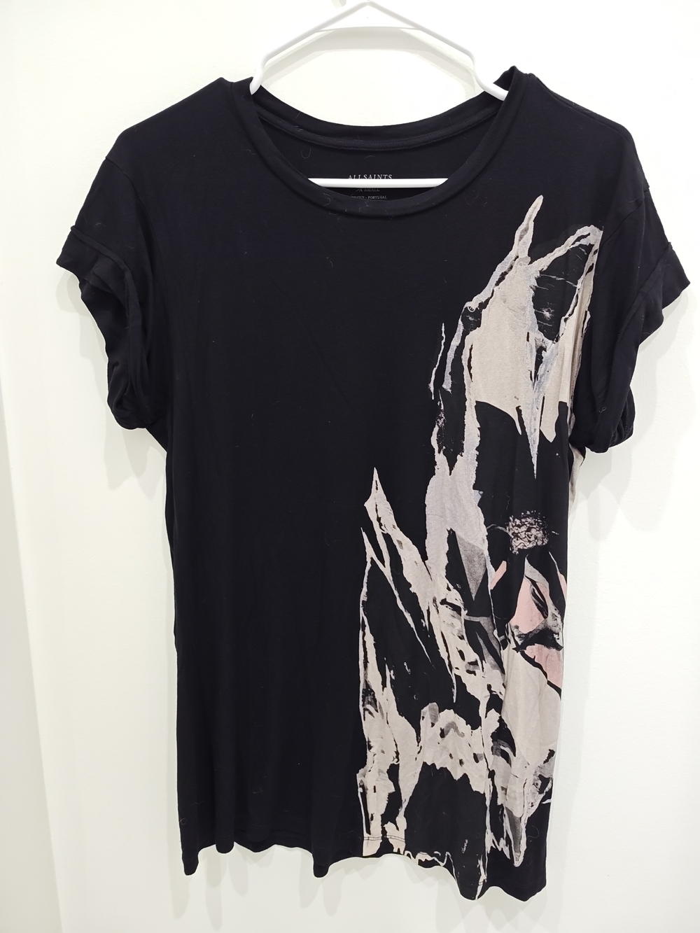 AllSaints Black Tee with Beige Graphic